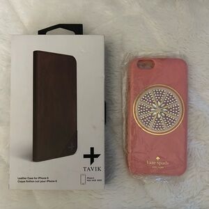 Tavik Brown Leather iPhone 6 Case and Kate Spade Rhinestone Case Bundle New